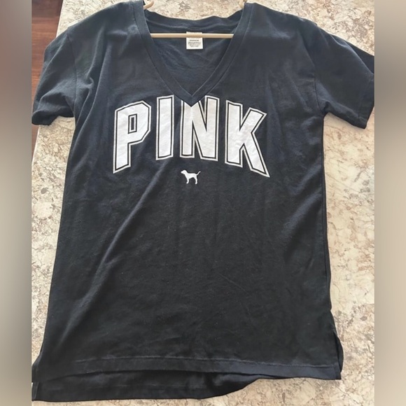 VS PINK Short Sleeve Shirt Black sparkly bling Small - Picture 2 of 6